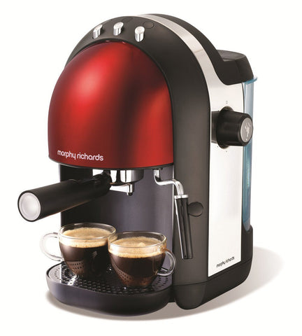 Morphy Richards Accents 47586 Espresso Maker, 15 Bar - Red