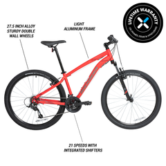 *TEST* Decathlon Rockrider ST100, 21 Speed Mountain Bike, 27.5", Unisex, Red, Medium